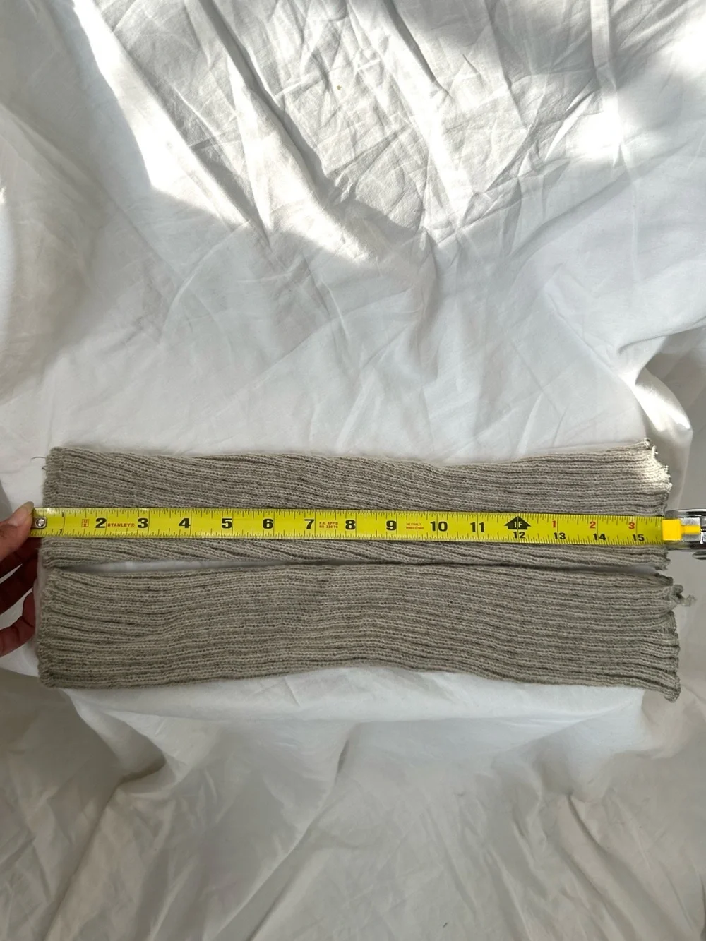 Grey acrylic ribbed knit leg warmers